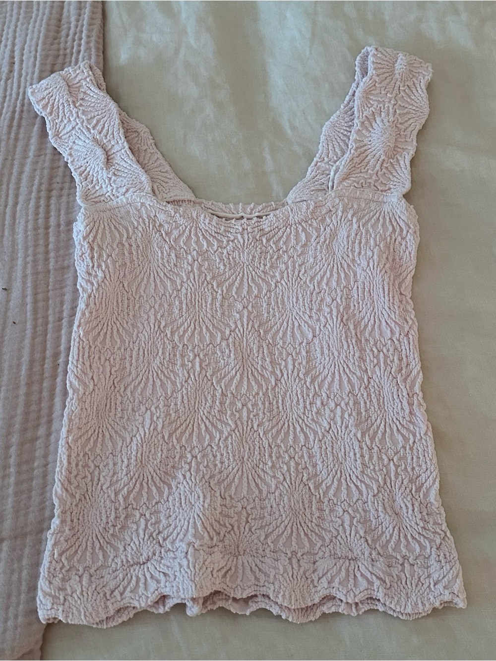 Free People Pale Pink Textured Tank Top